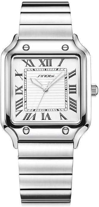 Square Watches for Men with Roman Numerals Casual Watch